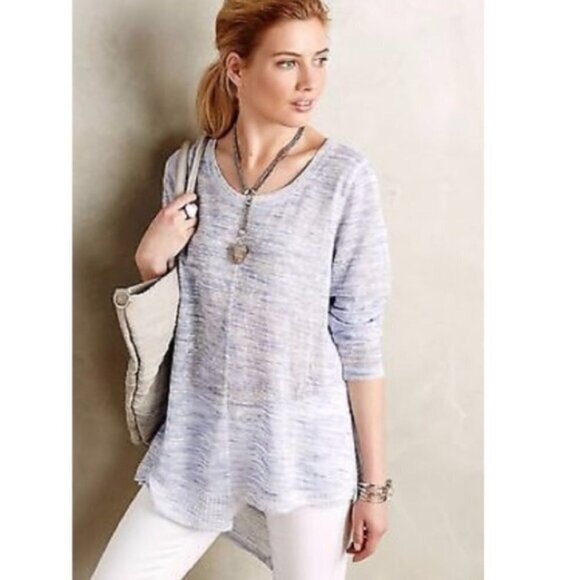 Anthropologie Akemi + Kin Ezri Blue Space Dye Asymmetrical Pullover Tunic - Picture 1 of 6
